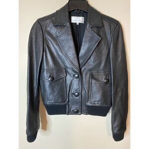 Size 4, 3.1 Phillip Lim black, leather bomber jacket. Like new condition!